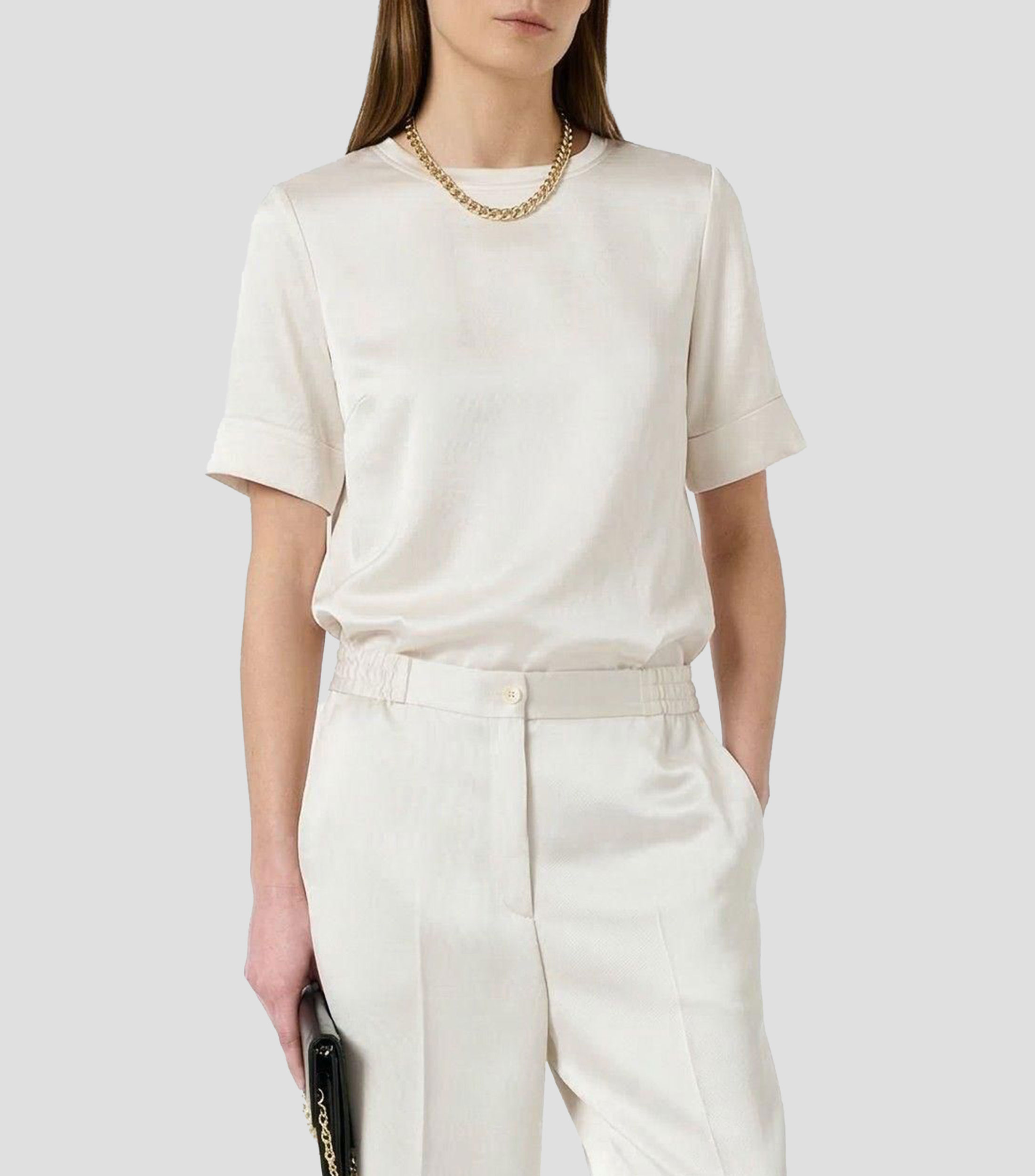 Blusa lisa manga corta Mujer